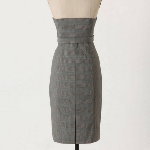 Floreat Gray Houndstooth Grid Strapless Bow Pencil Dress - Picture 3 of 9